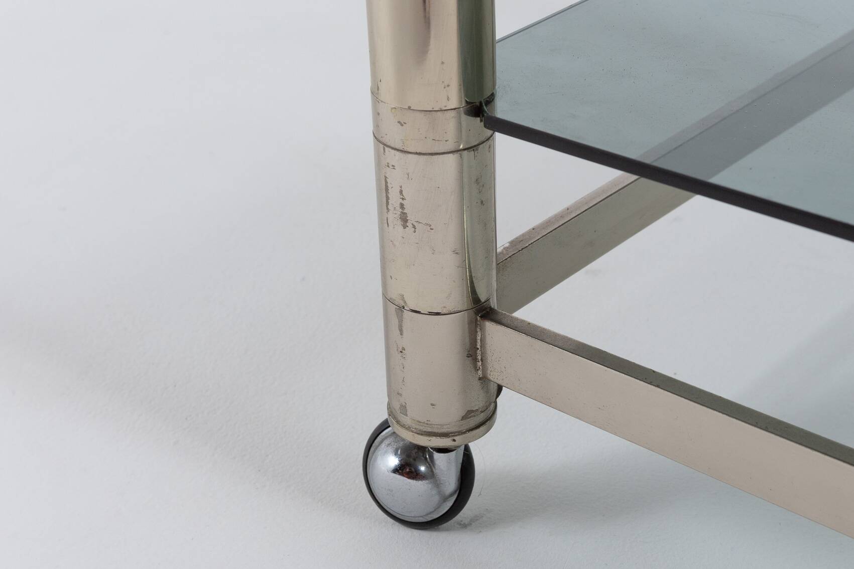 Italian modern chromed steel serving cart/side table, 1970’s