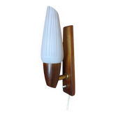 Rosewood and frosted glass wall light, Denmark 1960s.