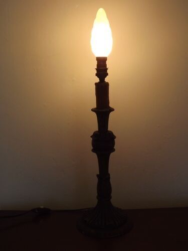 Vintage carved wooden lamp