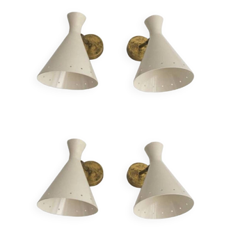 Set of 4 Italian design wall lights from the 1950s
