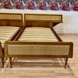 Paire de lits rotin design 1950
