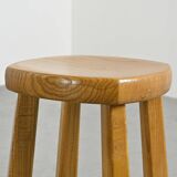 Four-legged stool in solid elm, France circa 1960