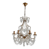 Antique chandelier in gilded iron and metal, Italy, 20th century