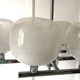 Space Age chandelier, Italian design, chrome and glass