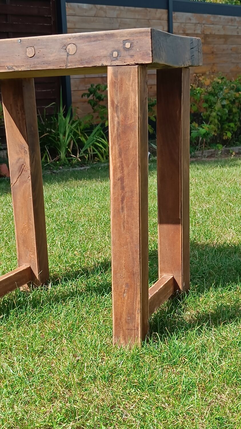Small antique workbench in solid oak