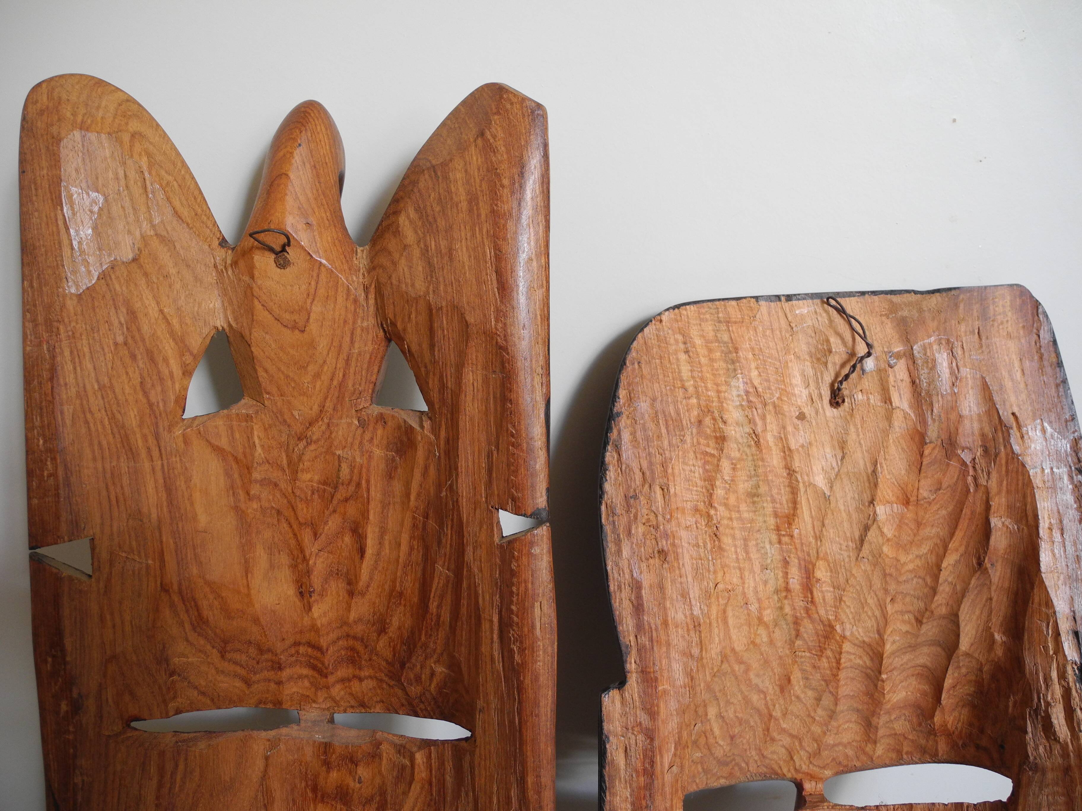 Pair of African wooden masks, vintage decoration, wooden African masks, 70s/80s