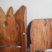 Pair of African wooden masks, vintage decoration, wooden African masks, 70s/80s