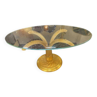 1980s Vintage Gold "Torciglione" Murano Glass Attributed Coffee Table