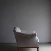 Fauteuil lounge gris bouclé | Suède | Années 1940