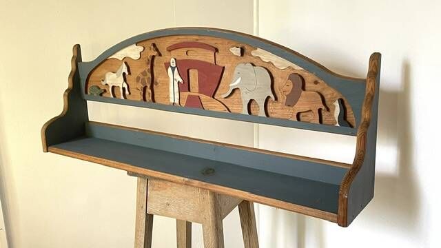 Vintage solid wood noah's ark shelf