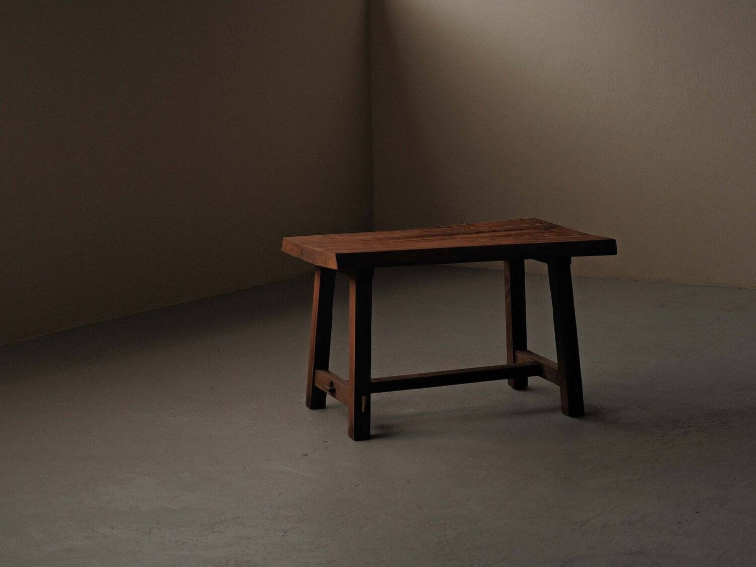 Desk, solid oak side table – France, circa 1970