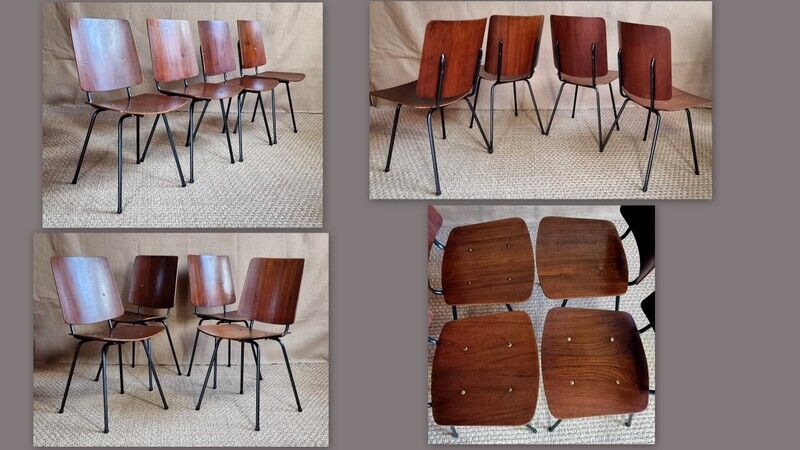 Set 4 chaises tonneau baumann bristol années 60/70
