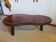 Tripod coffee table - solid okoumé wood - organic shape - brutalist style