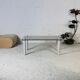 Coffee table cylindrical footings, tray smoked glass, circa 1970