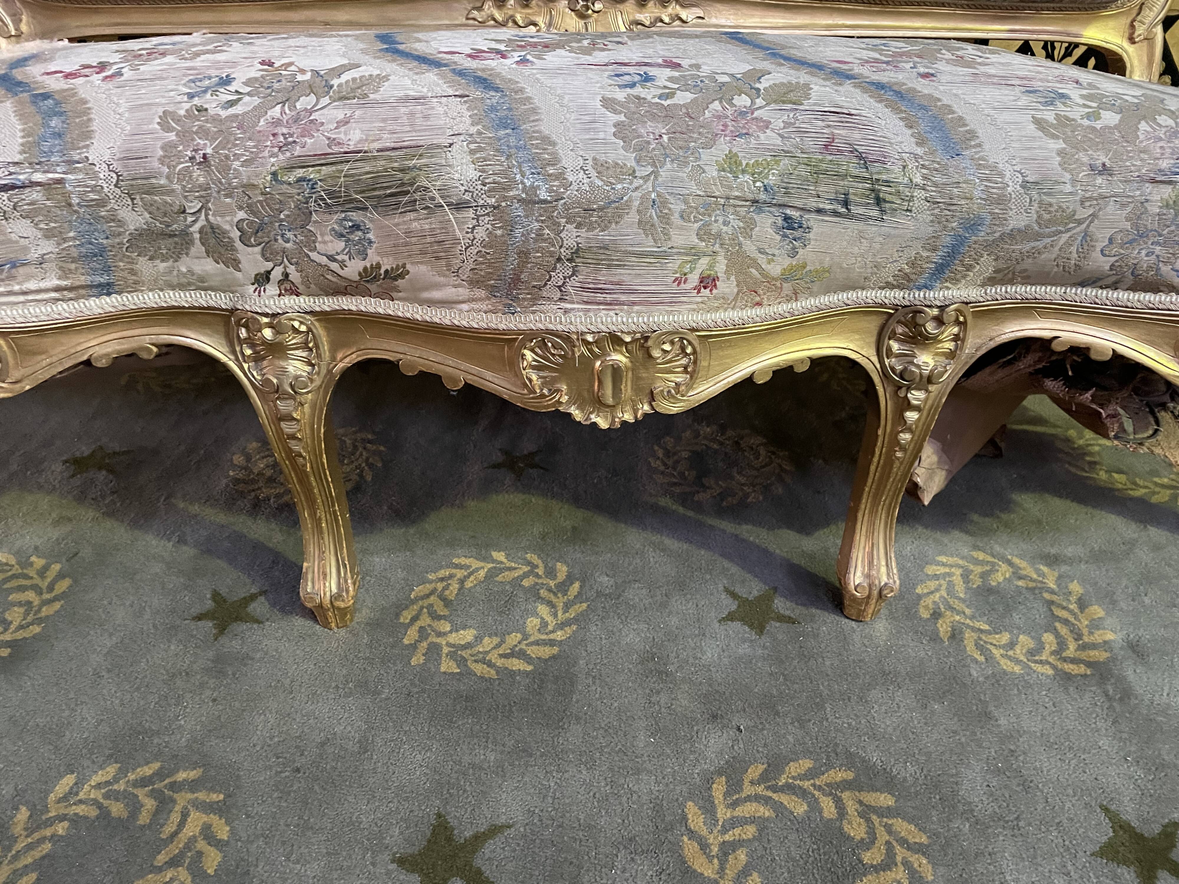 Complete living room louis style gilded wood