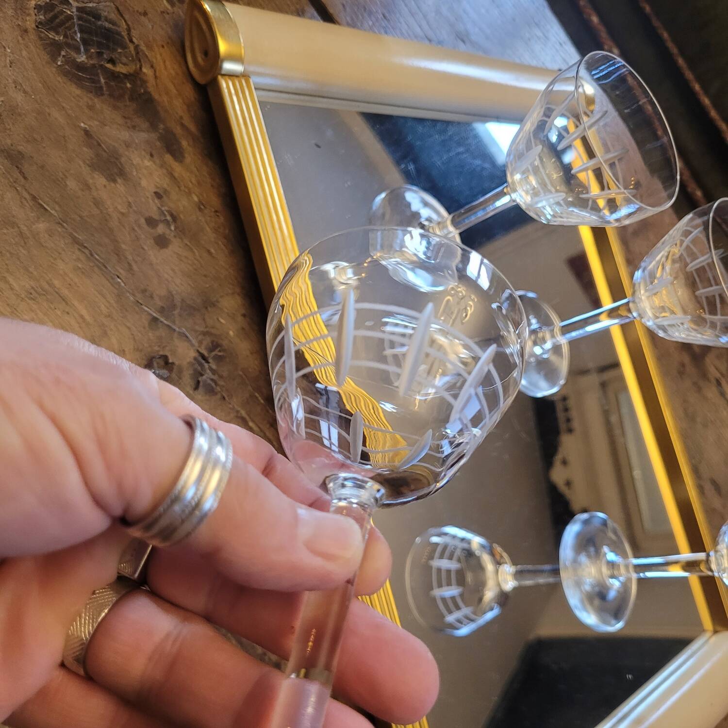 Set of 4 cut glass goblets – France 50s