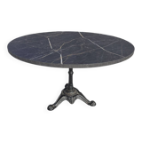 Table guéridon de bistrot pietement fonte et plateau effet marbre