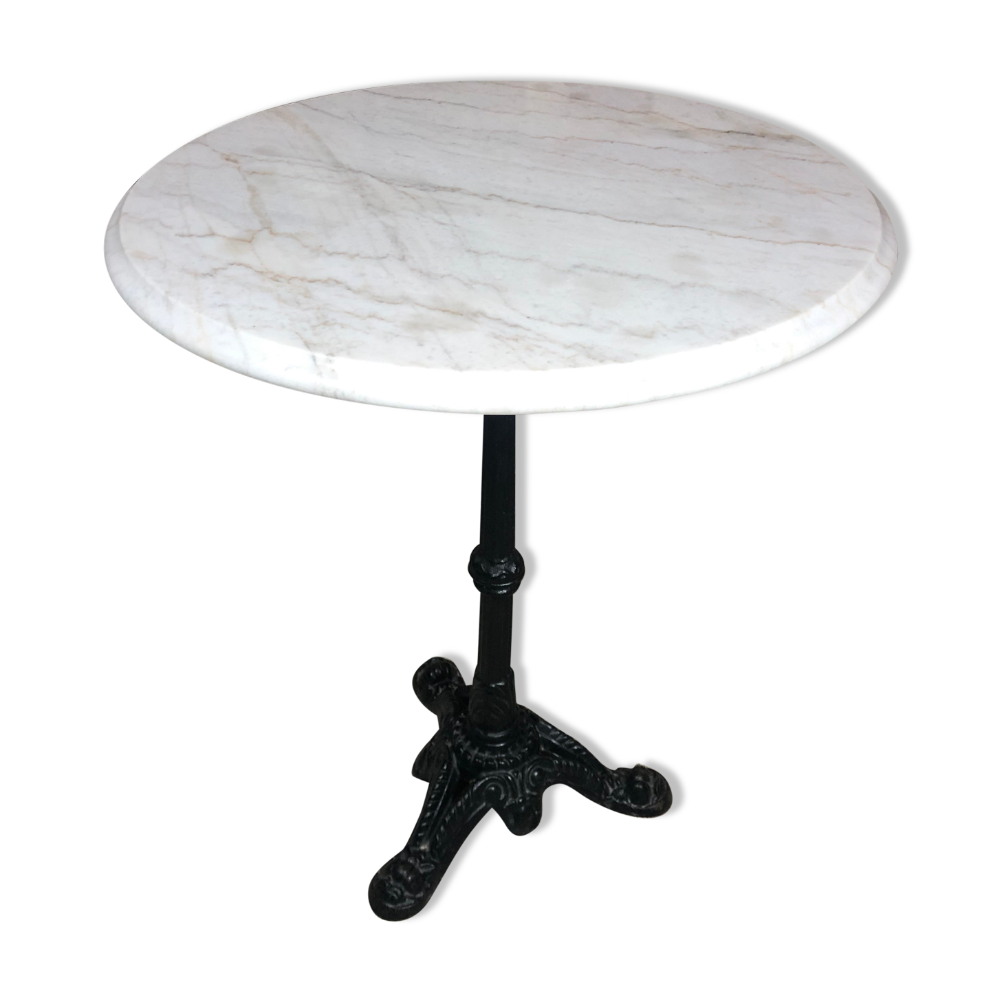 Parisian bistro table in cast iron with marble top