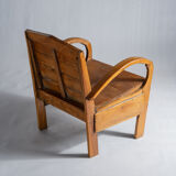 Fauteuil asiatique en lattes de bois upcyclé