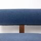 Three-seater bench in light ash and blue mohair velvet. Contemporary.