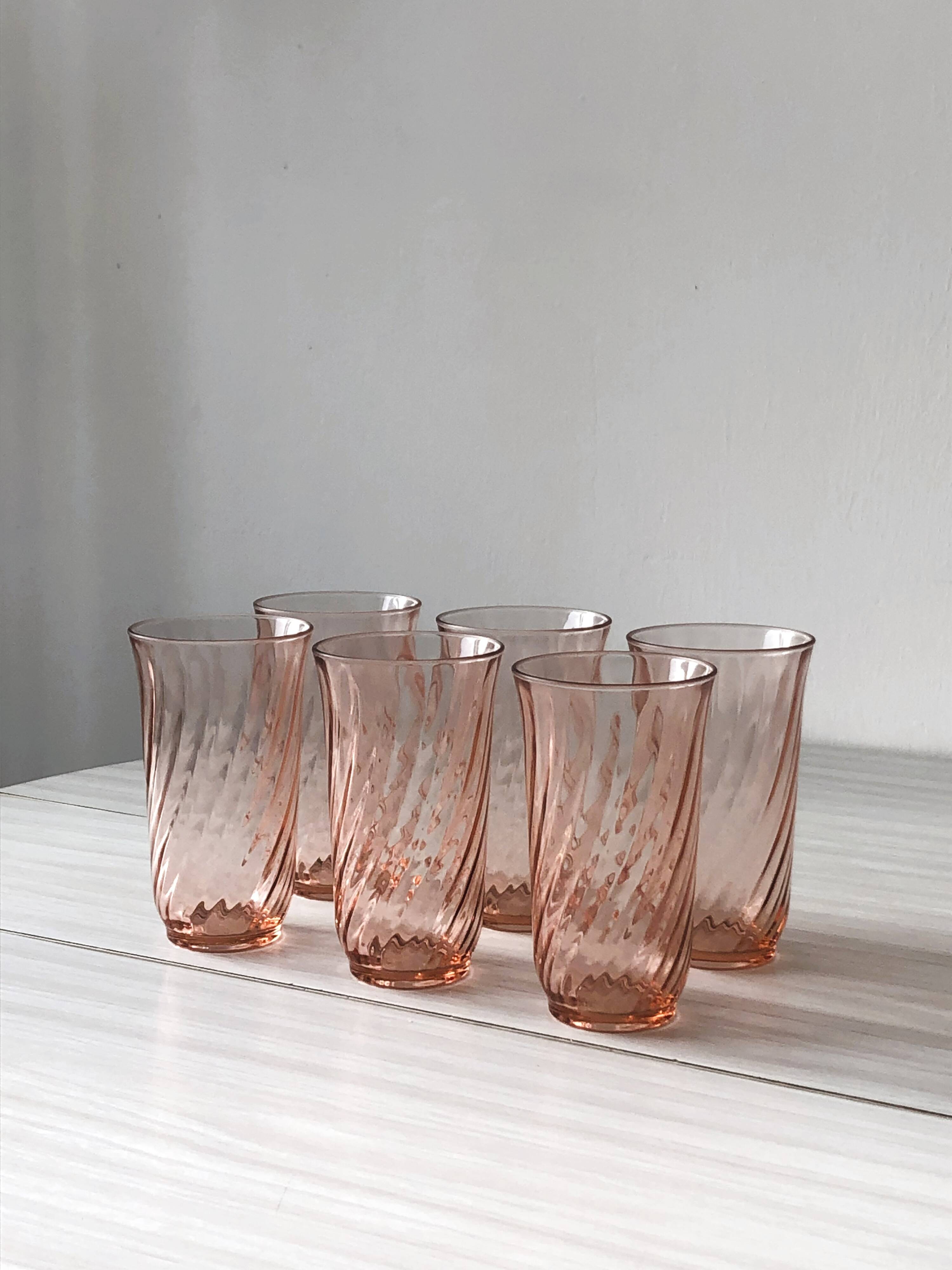 Set of 6 water glasses - lemonade rosaline luminarc arcoroc twisted