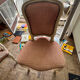 Louis XV style chair in patinated wood, fully upholstered in a fabric.