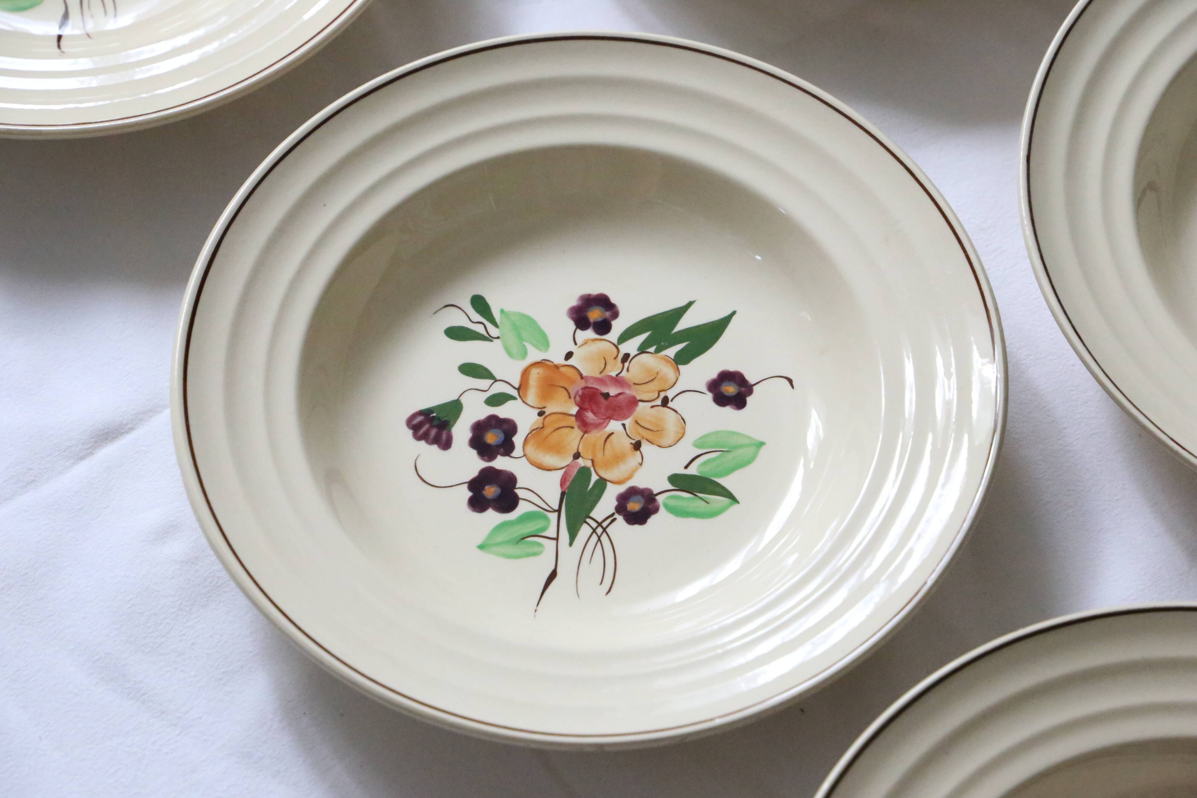 Set of 5 hollow plates Boch La Louvière, vintage