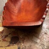 Vintage Red Carved Wooden Bowl / Pocket Dish - 41 / 25 / H 8 cm