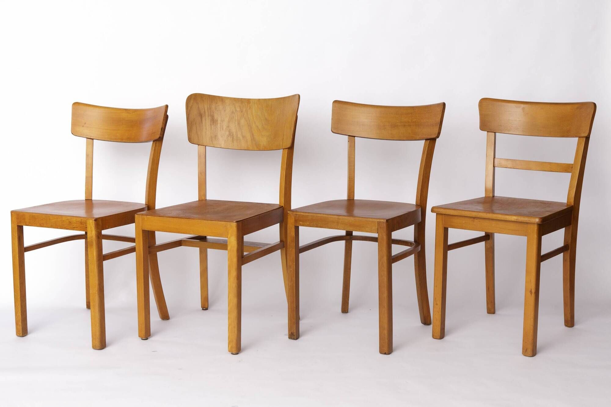 Set of 4 Vintage “Frankfurter” Dining Chairs – Beech Wood – Germany 1950s