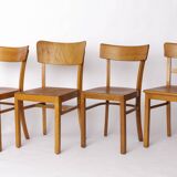 4 chaises de salle à manger « Frankfurter » en hêtre, Allemagne, années 1950