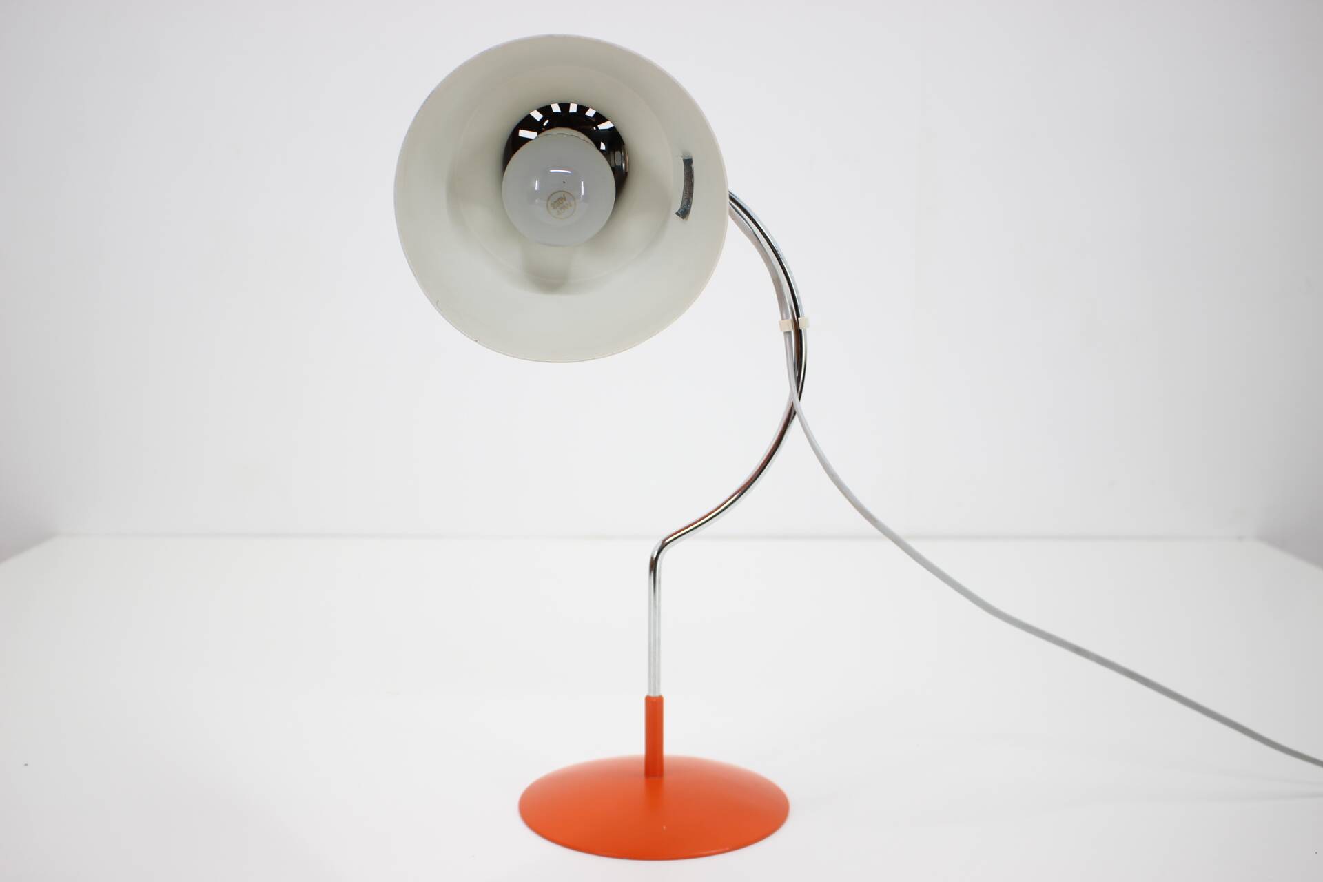 1960s Pair of Josef Hurka Orange Red Desk Lamps, Czechoslovakia