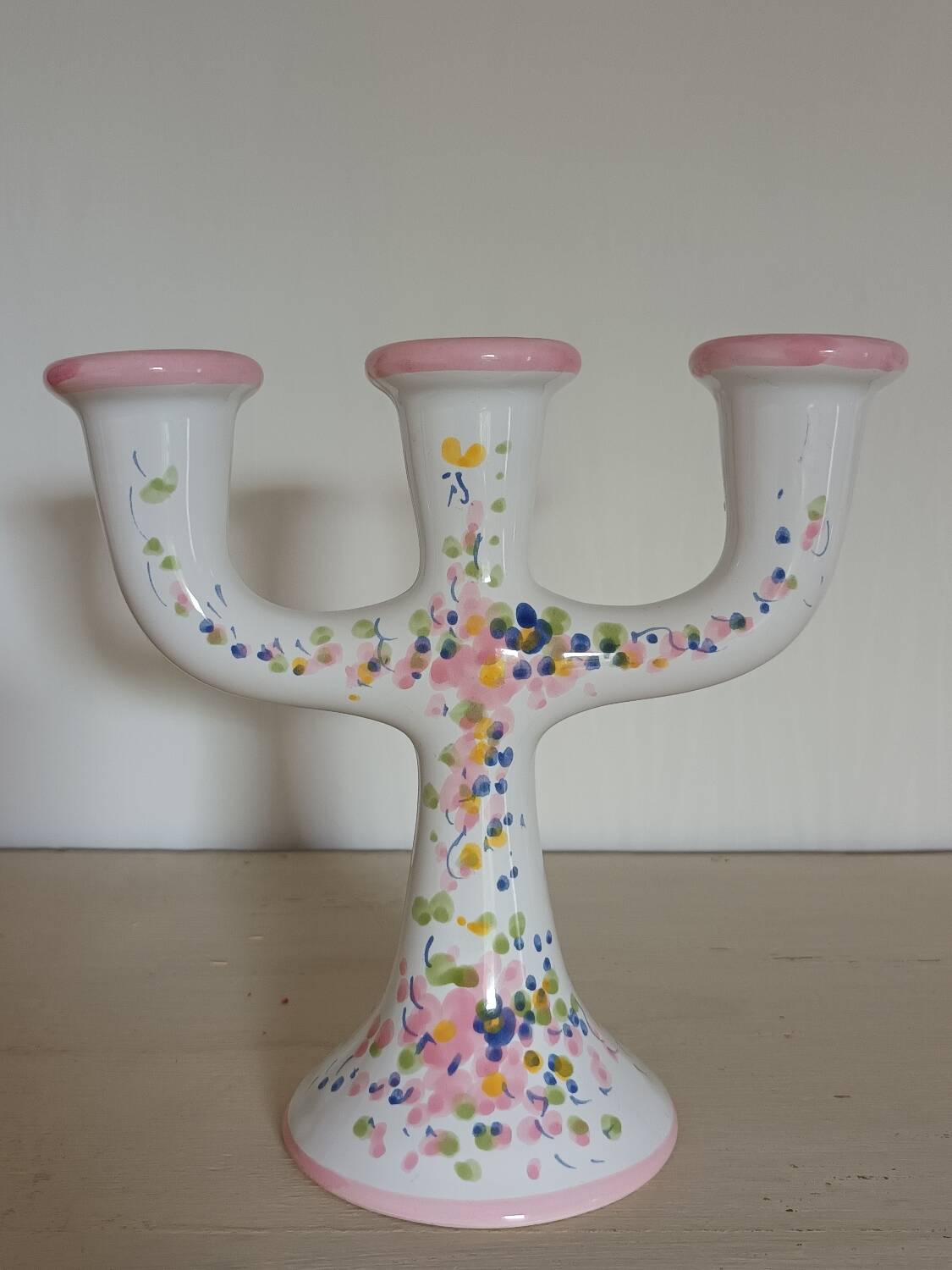 Vintage flower decor ceramic candle holder