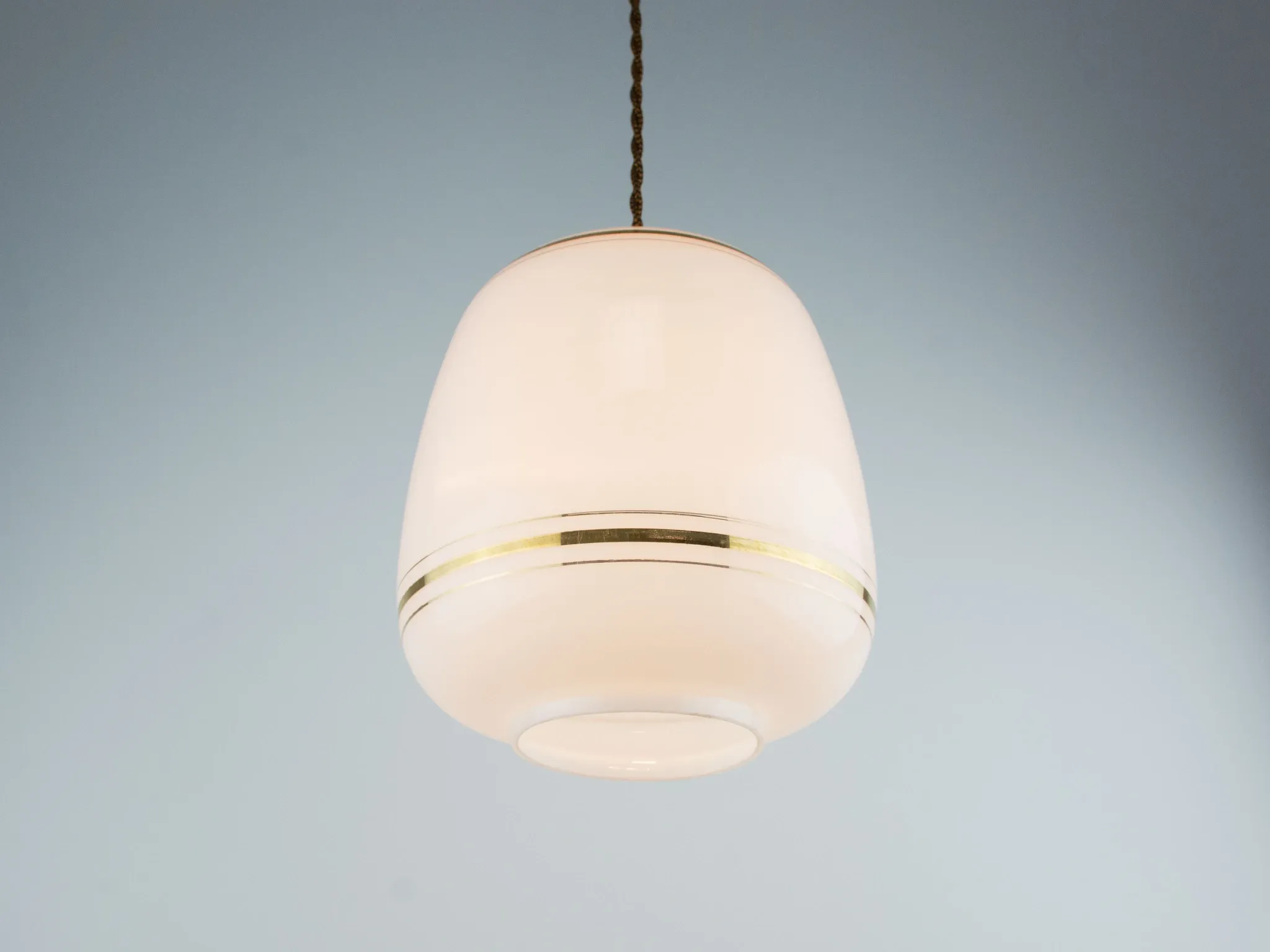 Vintage White Glass Gold Accented Mid-Century Modern Lamp