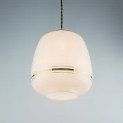 Vintage White Glass Gold Accented Mid-Century Modern Lamp
