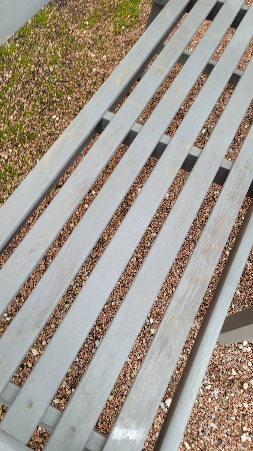 Pair of old wooden park garden benches