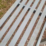 Pair of old wooden park garden benches