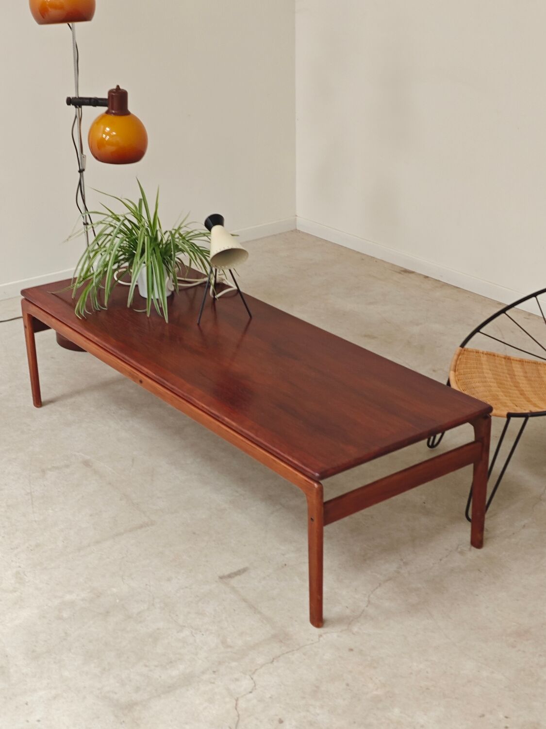 Large Scandinavian teak coffee table Trioh 1960