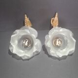 Vintage glass flower wall lamps