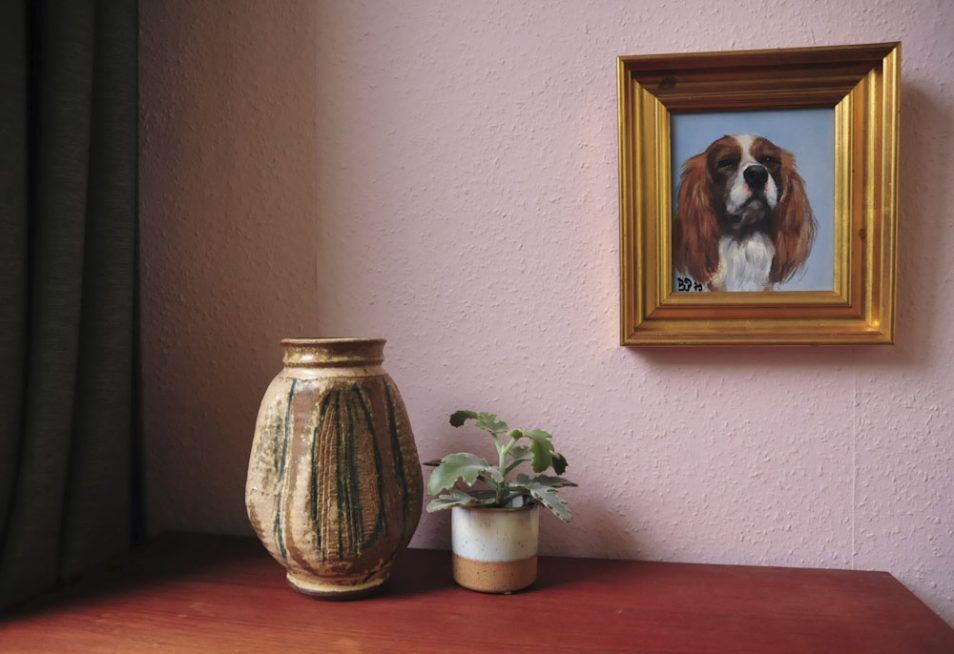 Vintage ceramic vase in earth tones, from Denmark