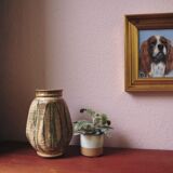 Vintage ceramic vase in earth tones, from Denmark