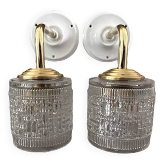 Pair of glass wall sconces