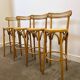 Set of 4 vintage Italian bentwood & cane bar stools, 1970s
