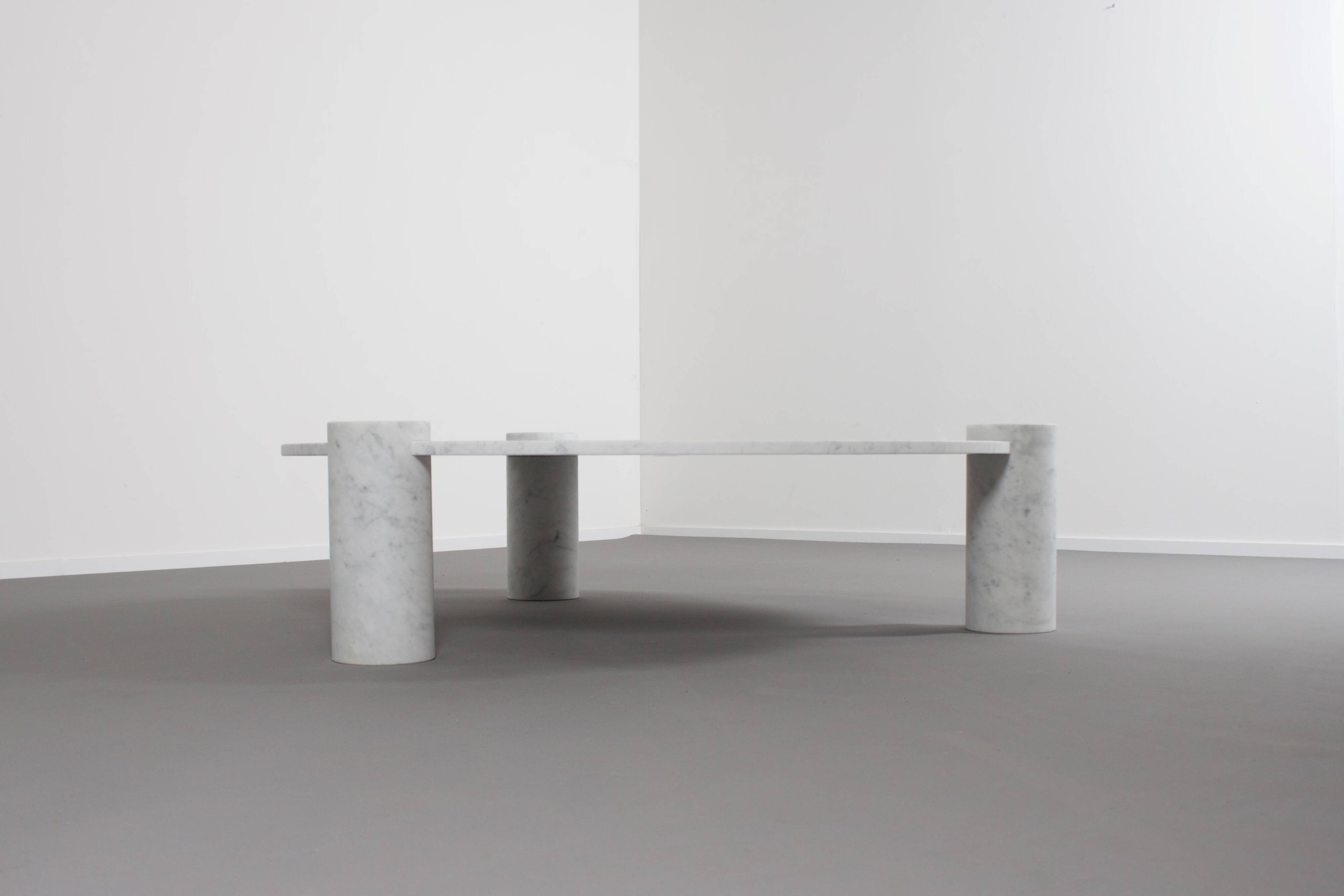 Large Impressive Carrara Marble Coffee Table Made in Italy, 1970s