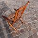 Bamboo folding chair and caning, leather and brass