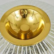 Large striped glass ceiling lamp in brass, Limburg, Germany, 1970s.