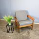 Armchair, teak with grey upholstery, 1960s