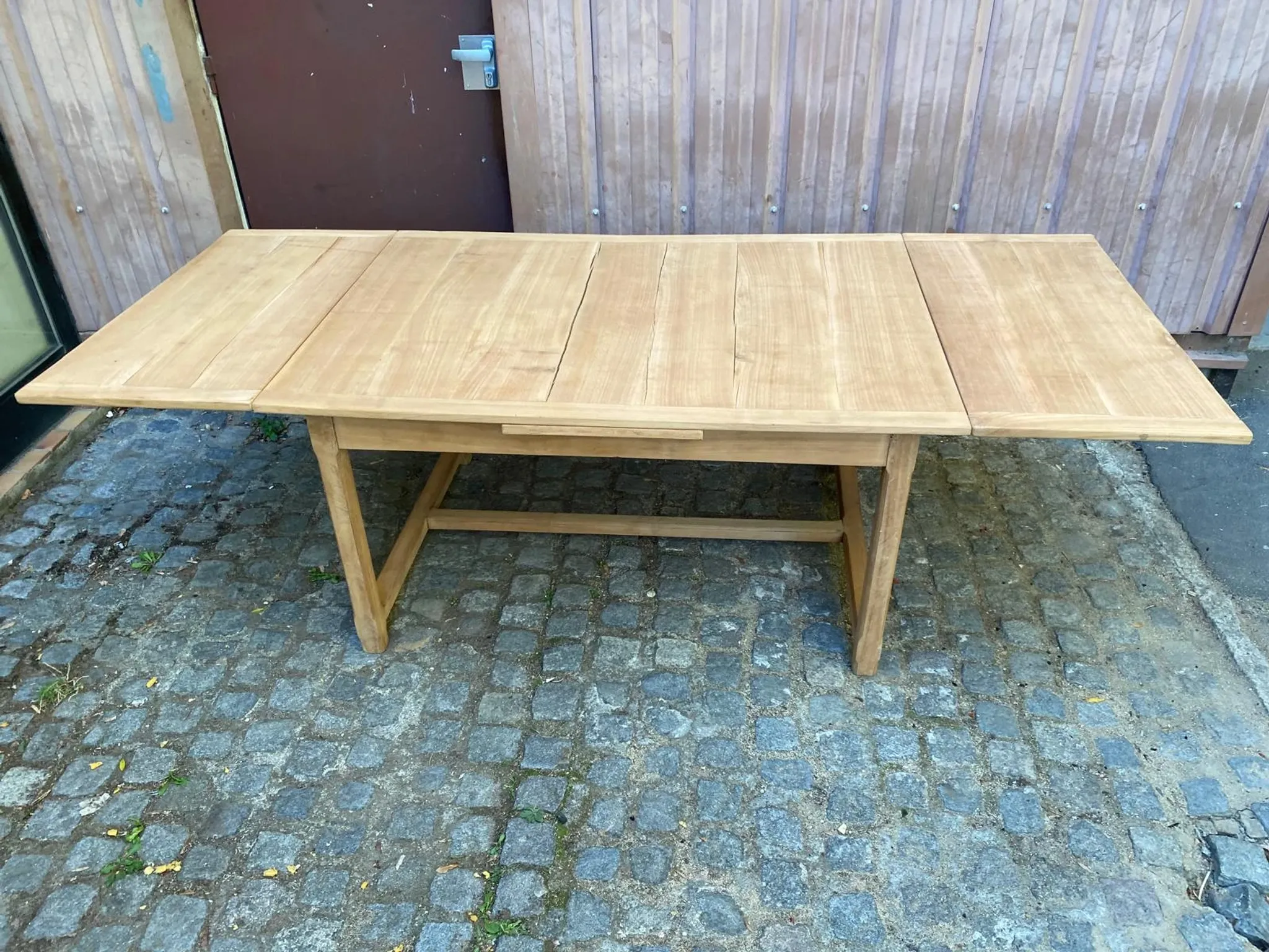 Renovated extendable farmhouse table in solid wood 140-240cm 1960