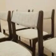 Set of six Danish dining chairs in oak veneer with original upholstery, 1960s
