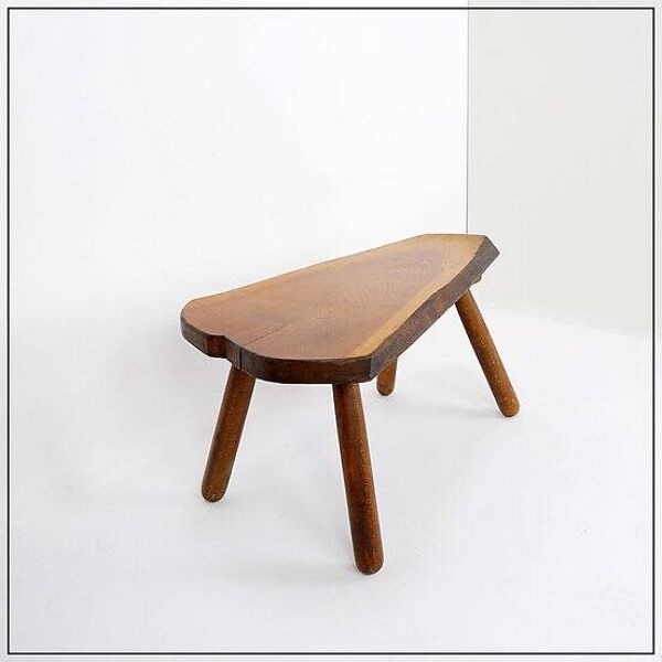 Vintage Brutalist coffee table / Side table in solid wood - 1960s