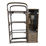 Set 1970 vintage bamboo display case plus shelf
